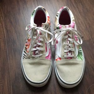 Vans Floral Canvas and Suede Tennis Shoes